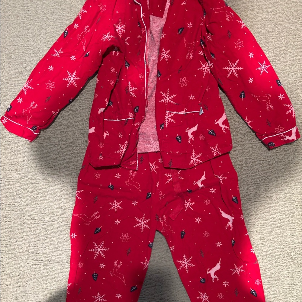 Red womans Pajamas with Snowflake Design